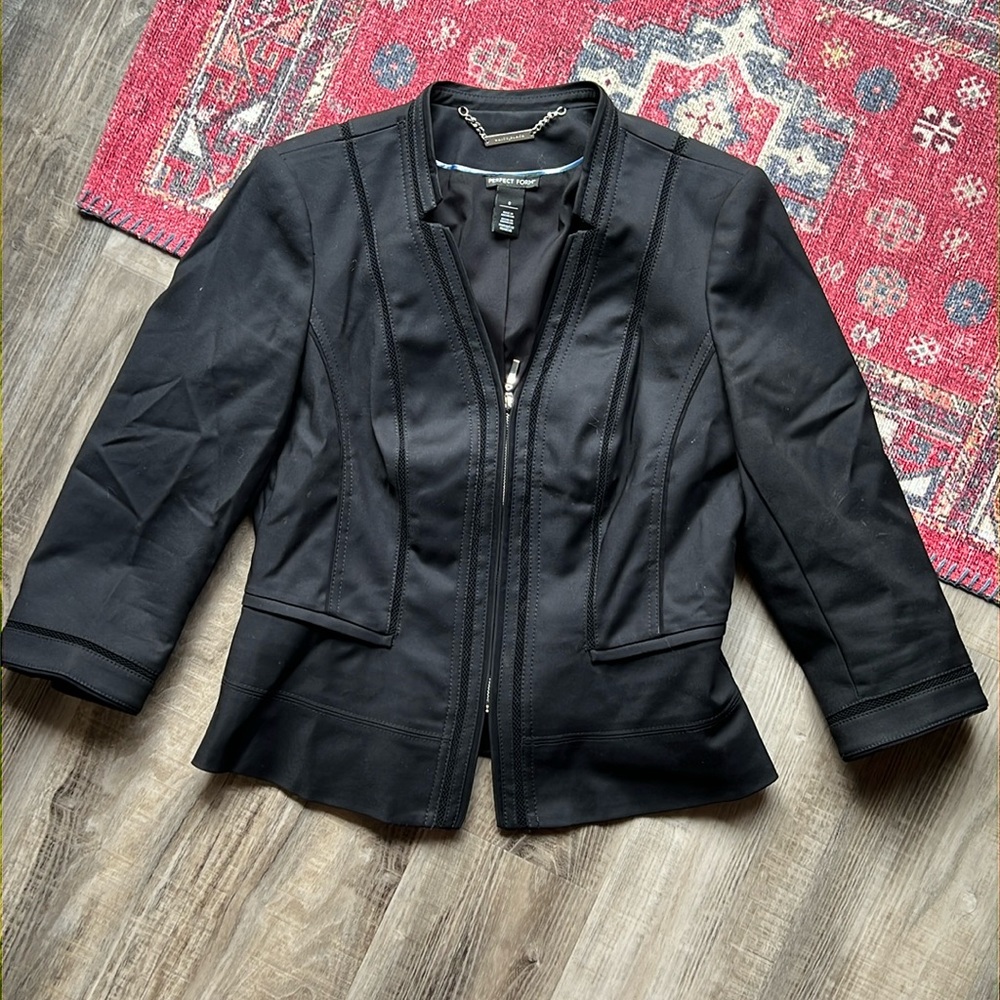 WHBM Zip Up Black Blazer Size 8
